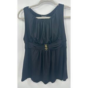 NWT Bebe Womens M Black Office Siren Tank Top Blouse Made USA Y2K Knit